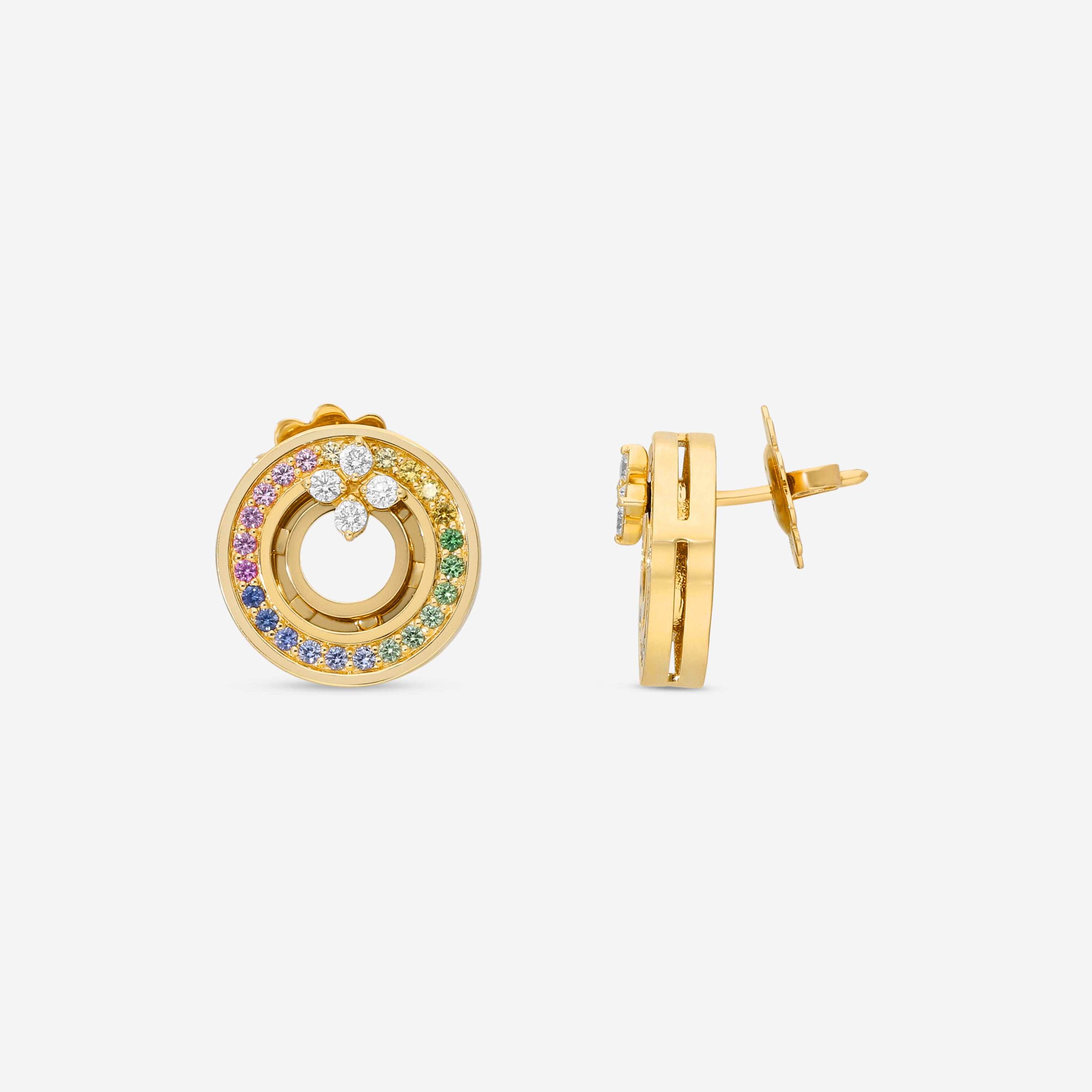 Roberto Coin Love in Verona 18K Rose Gold Diamond & Rainbow Gemstone Stud Earrings 8883116AXERX - THE SOLIST