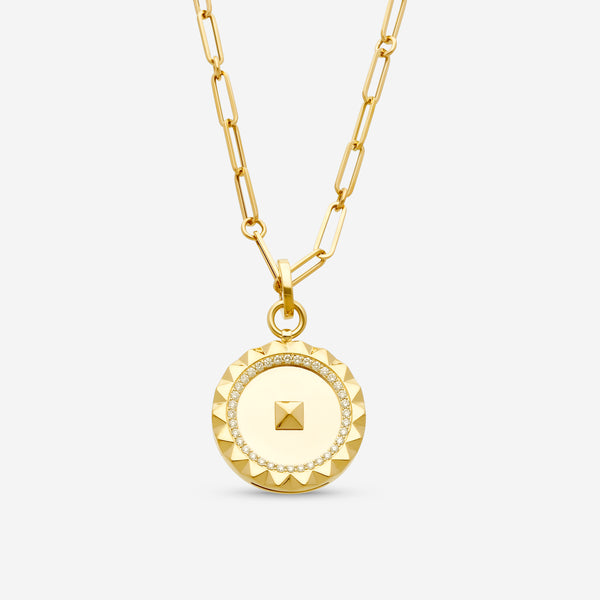 Roberto Coin Obelisco 18K Rose Gold Diamond Medallion Pendant Necklace 8883121AX19X - THE SOLIST