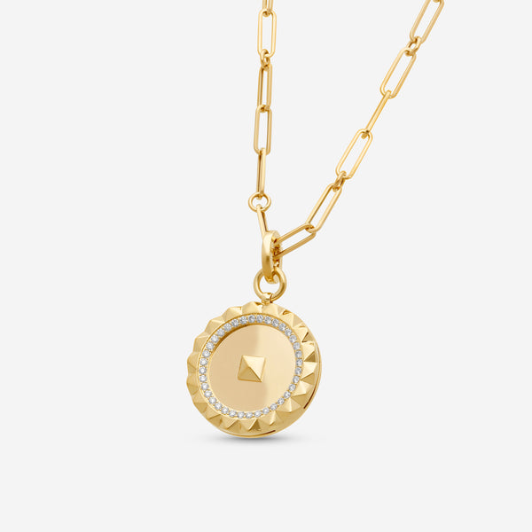 Roberto Coin Obelisco 18K Rose Gold Diamond Medallion Pendant Necklace 8883121AX19X - THE SOLIST