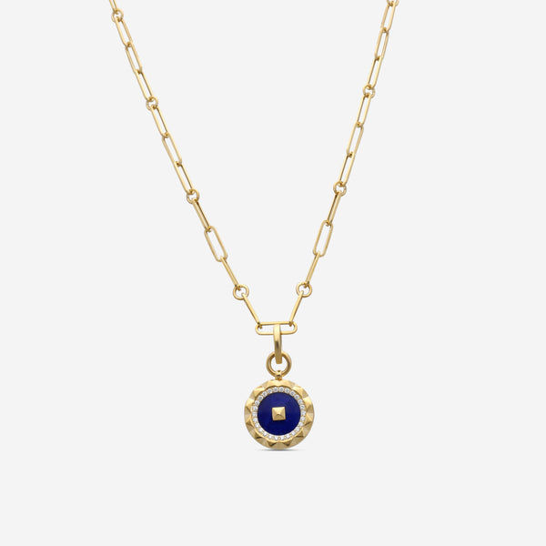Roberto Coin Obelisco 18K Yellow Gold Diamond & Blue Lapis Pendant Necklace 8883122AY19XB