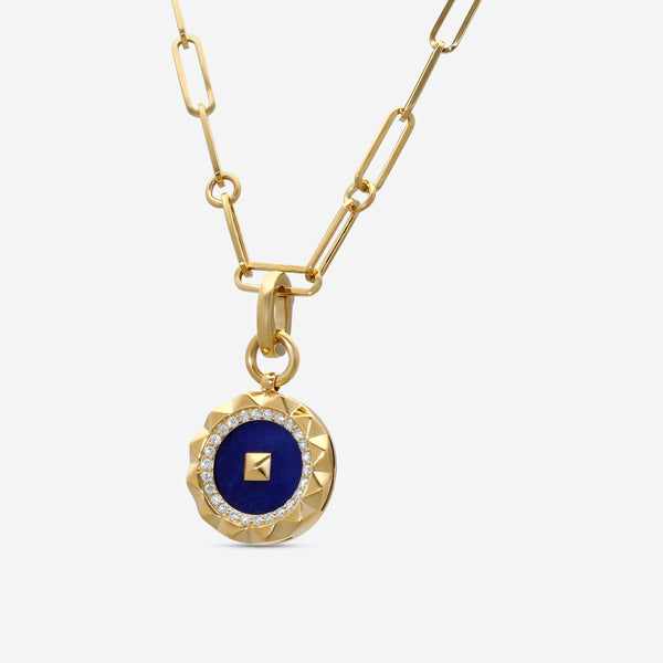 Roberto Coin Obelisco 18K Yellow Gold Diamond & Blue Lapis Pendant Necklace 8883122AY19XB
