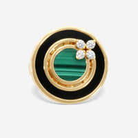 Roberto Coin Love in Verona 18K Rose Gold Diamond, Black Jade & Malachite Ring Sz. 6.5 8883125AX65X