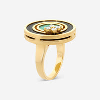 Roberto Coin Love in Verona 18K Rose Gold Diamond, Black Jade & Malachite Ring Sz. 6.5 8883125AX65X