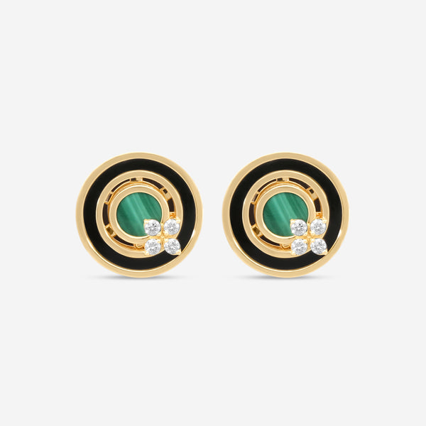 Roberto Coin Love in Verona 18K Rose Gold Diamond, Black Jade & Malachite Stud Earrings 8883125AXERX