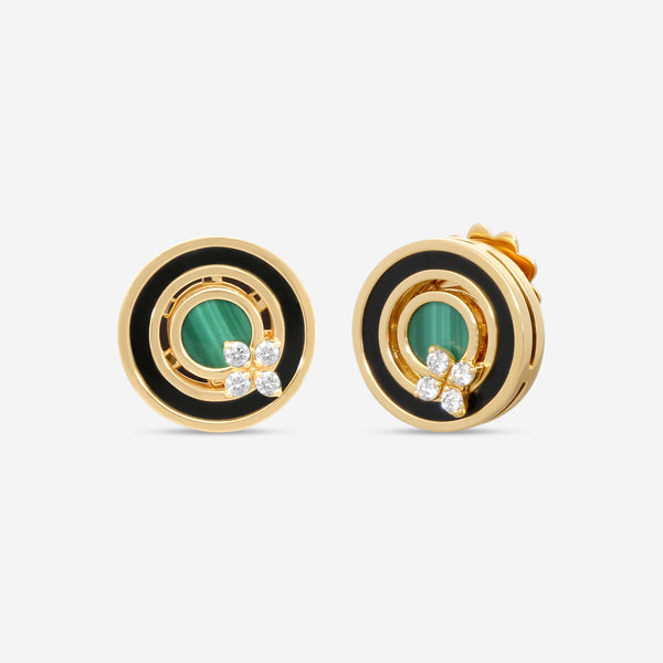 Roberto Coin Love in Verona 18K Rose Gold Diamond, Black Jade & Malachite Stud Earrings 8883125AXERX