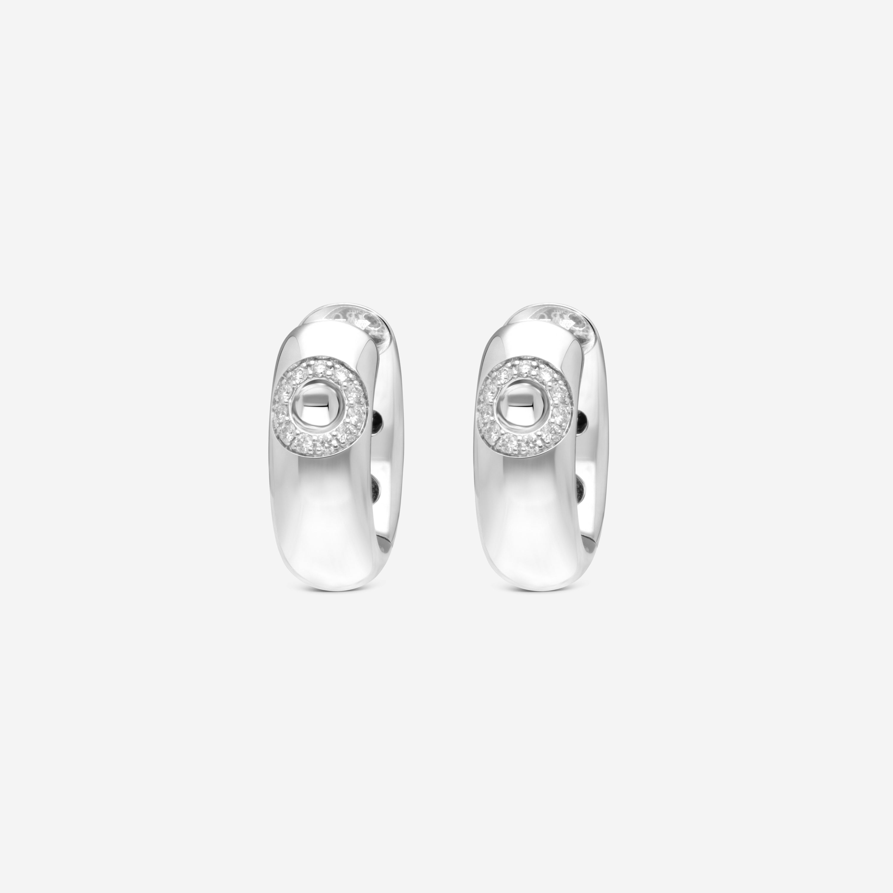 Roberto Coin Pois Moi Luna 18K White Gold Diamond Hoop Earrings 8883132AWERX - THE SOLIST