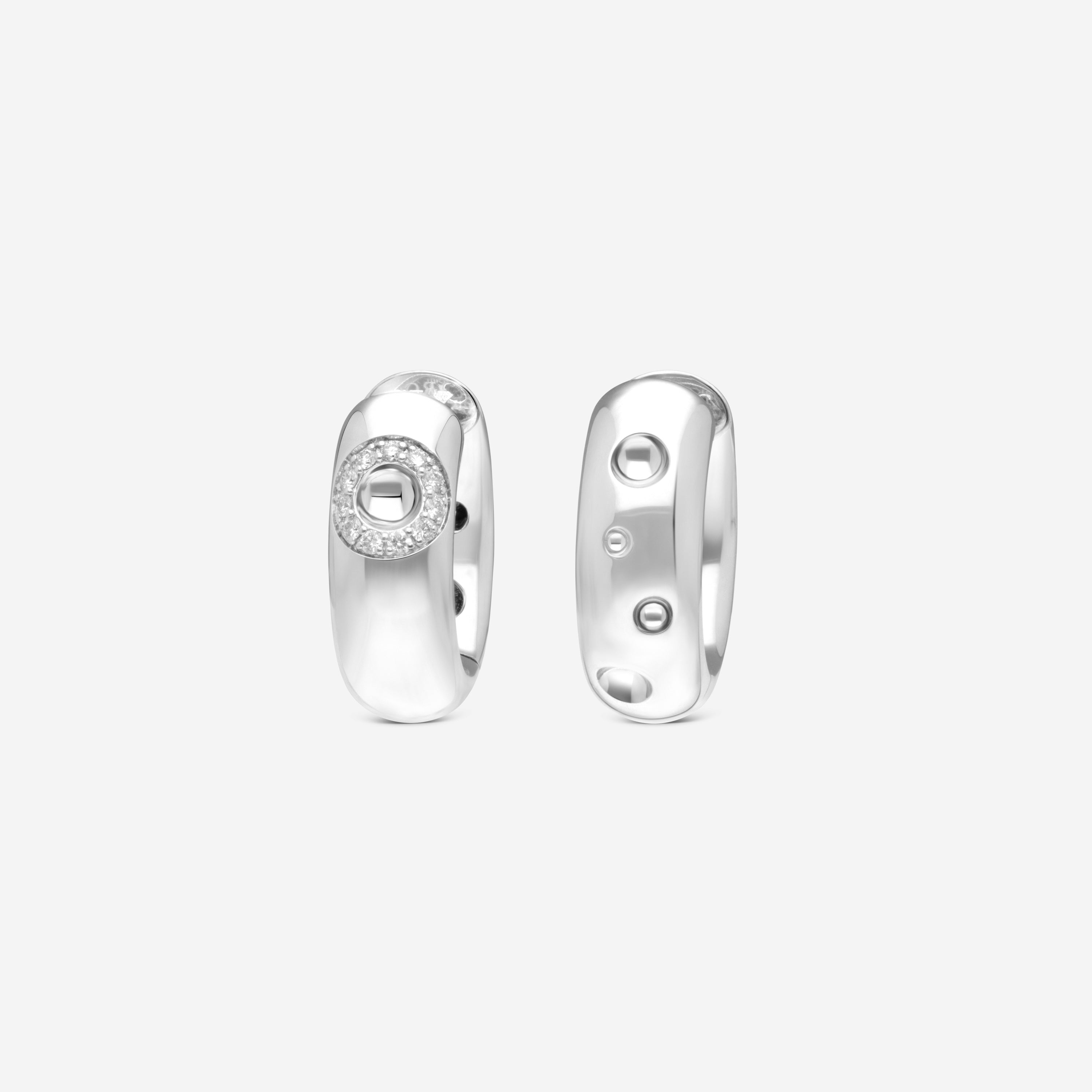Roberto Coin Pois Moi Luna 18K White Gold Diamond Hoop Earrings 8883132AWERX - THE SOLIST