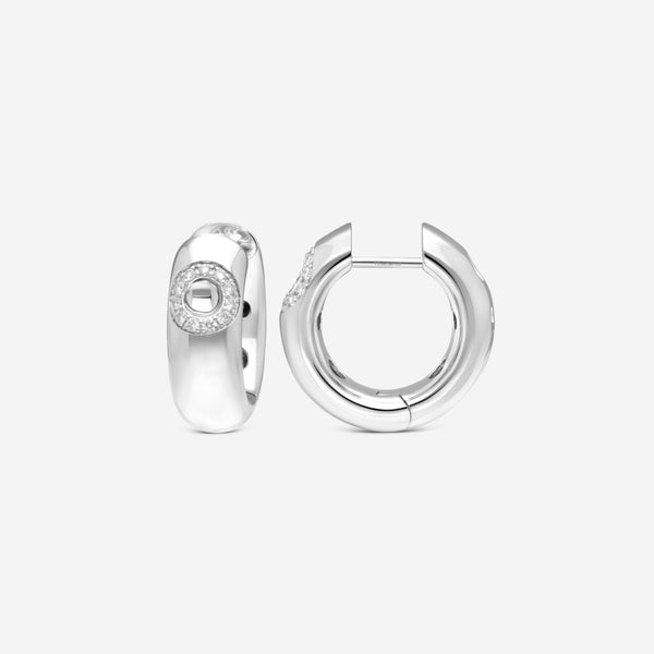 Roberto Coin Pois Moi Luna 18K White Gold Diamond Hoop Earrings 8883132AWERX