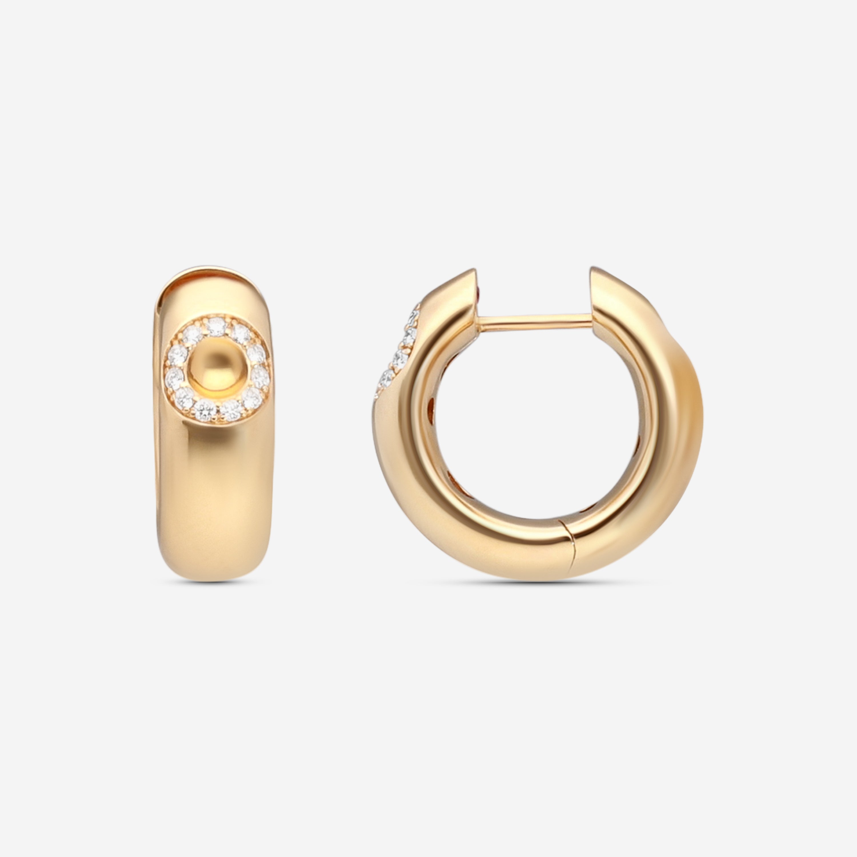 Roberto Coin Pois Moi Luna 18K Rose Gold Diamond Outline Hoop Earrings 8883132AXERX