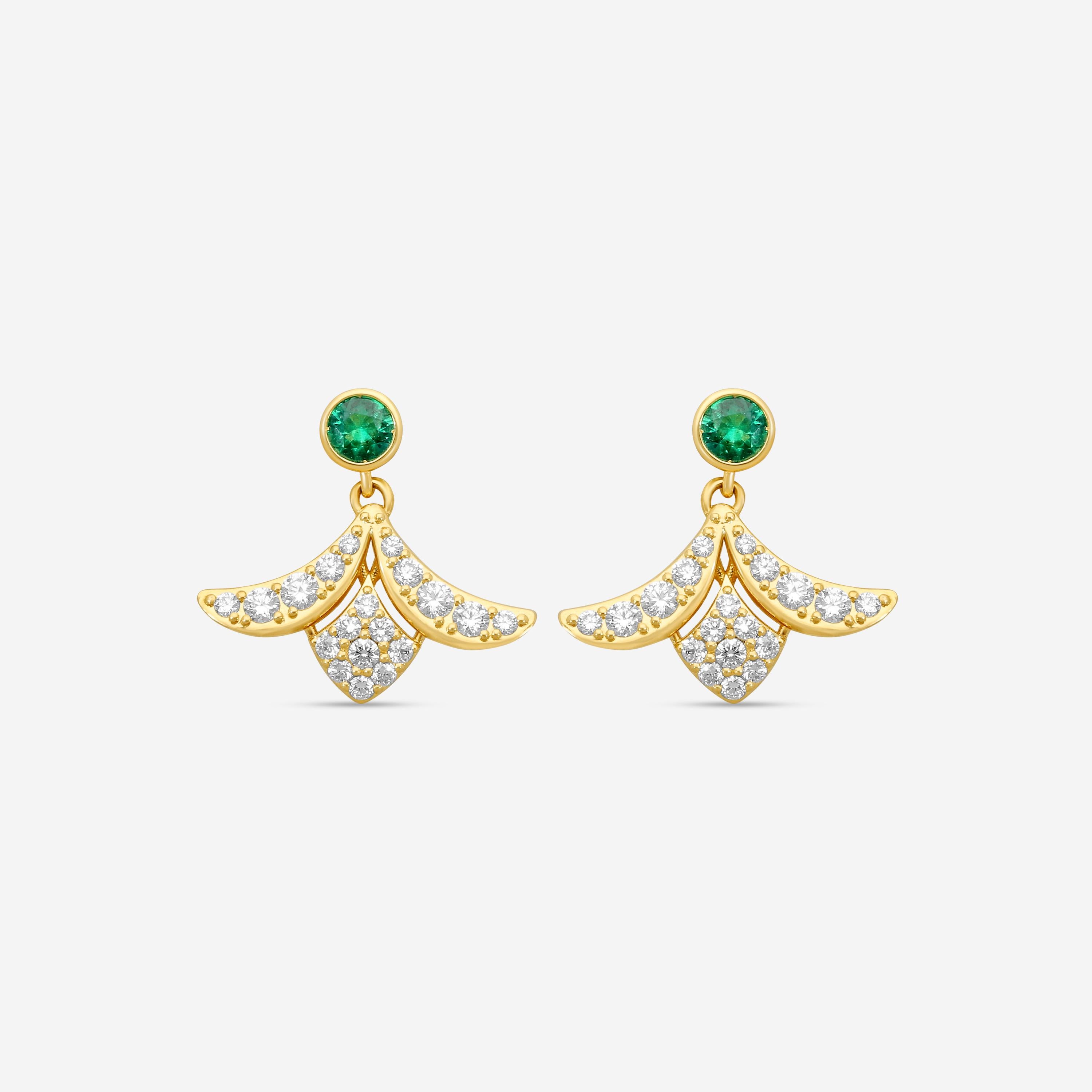 Roberto Coin 18K Yellow Gold Diamond & Emerald Drop Earrings 8883220AYERX