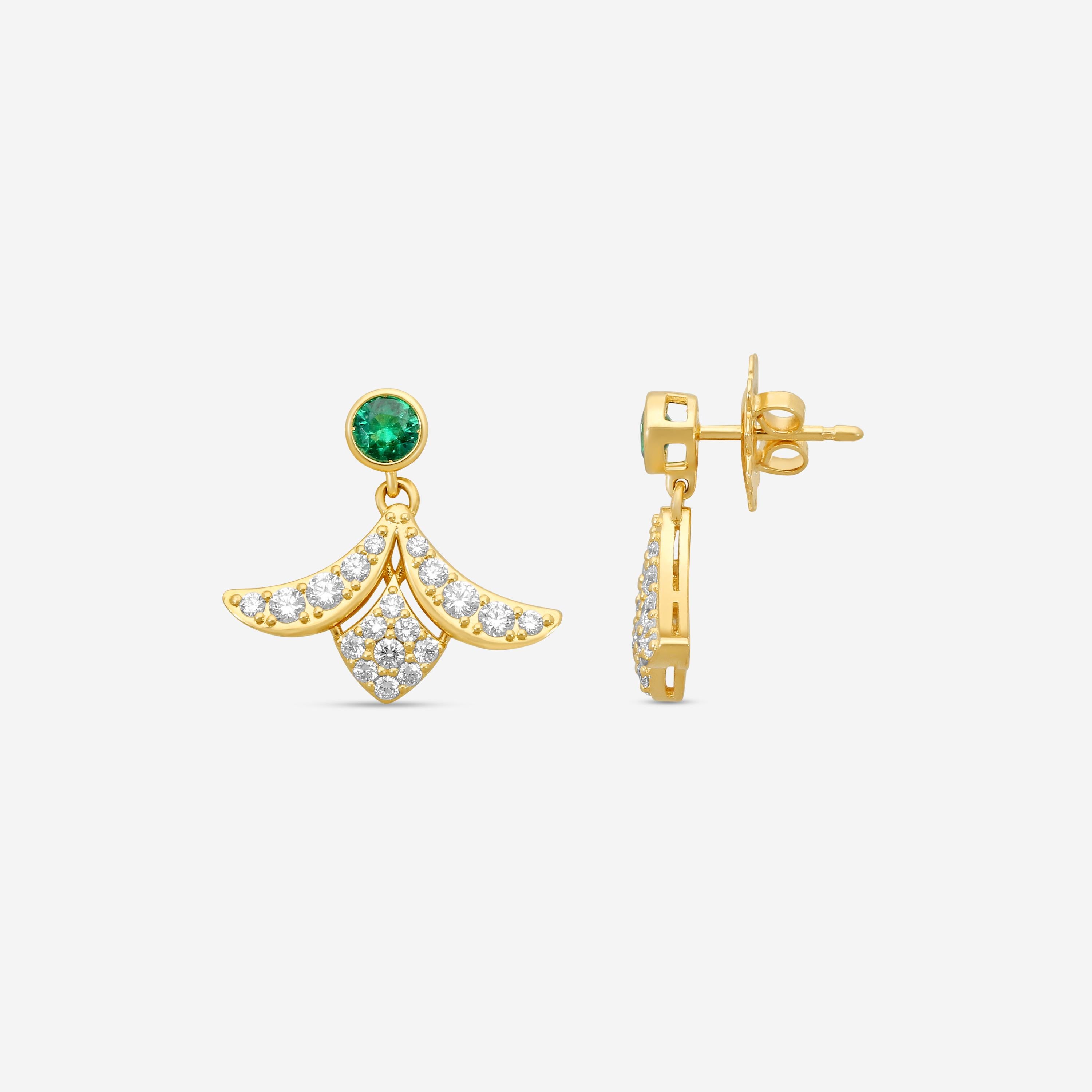 Roberto Coin 18K Yellow Gold Diamond & Emerald Drop Earrings 8883220AYERX