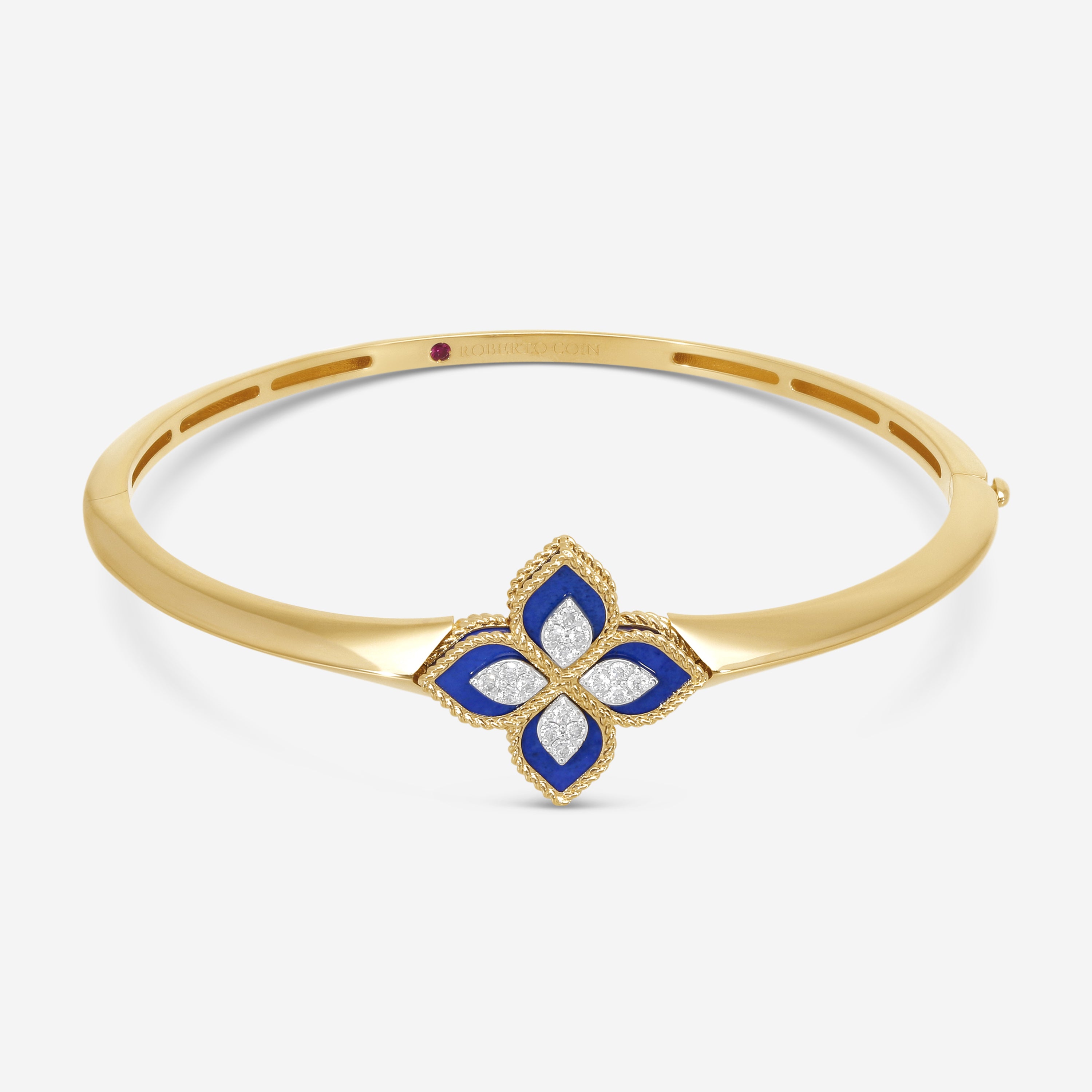 Roberto Coin Venetian Princess 18K Rose & White Gold Blue Lapis and Diamond Bangle Bracelet 8883235AHBAXL - THE SOLIST
