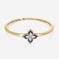 Roberto Coin Venetian Princess 18K Rose & White Gold Lapis & Diamond Bangle 8883