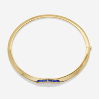 Roberto Coin Venetian Princess 18K Rose & White Gold Lapis & Diamond Bangle 8883