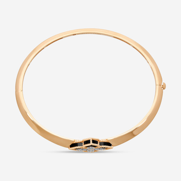 Roberto Coin Venetian Princess 18K Rose & White Gold Diamond & Black Jade Bangle Bracelet 8883235AHBAXS