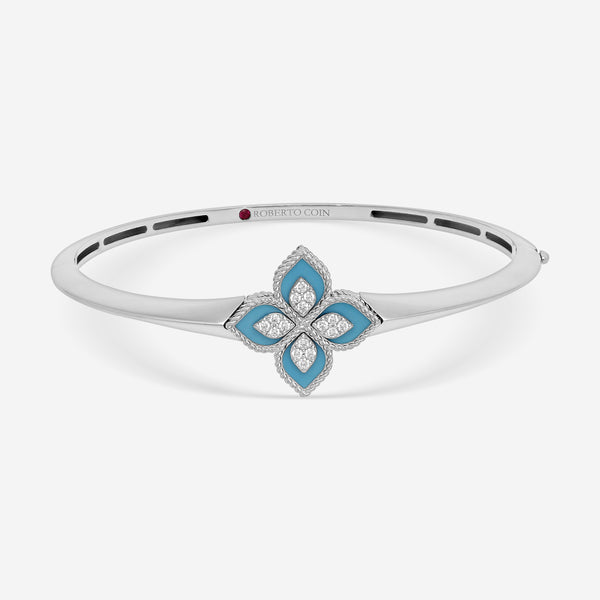 Roberto Coin Venetian Princess 18K White Gold Blue Jade and Diamond Bangle Bracelet 8883235AWBAXT - THE SOLIST