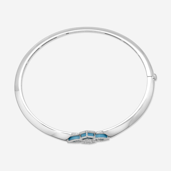 Roberto Coin Venetian Princess 18K White Gold Blue Jade and Diamond Bangle Bracelet 8883235AWBAXT - THE SOLIST