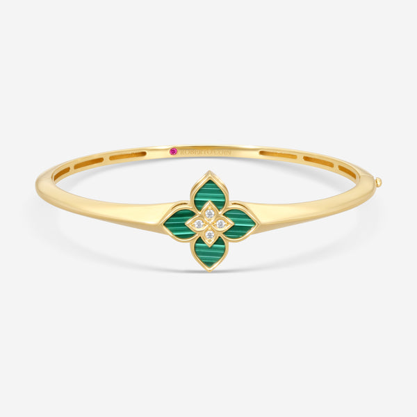 Roberto Coin Venetian Princess 18K Yellow Gold Diamond & Malachite Bangle Bracelet 8883236AYBAXM