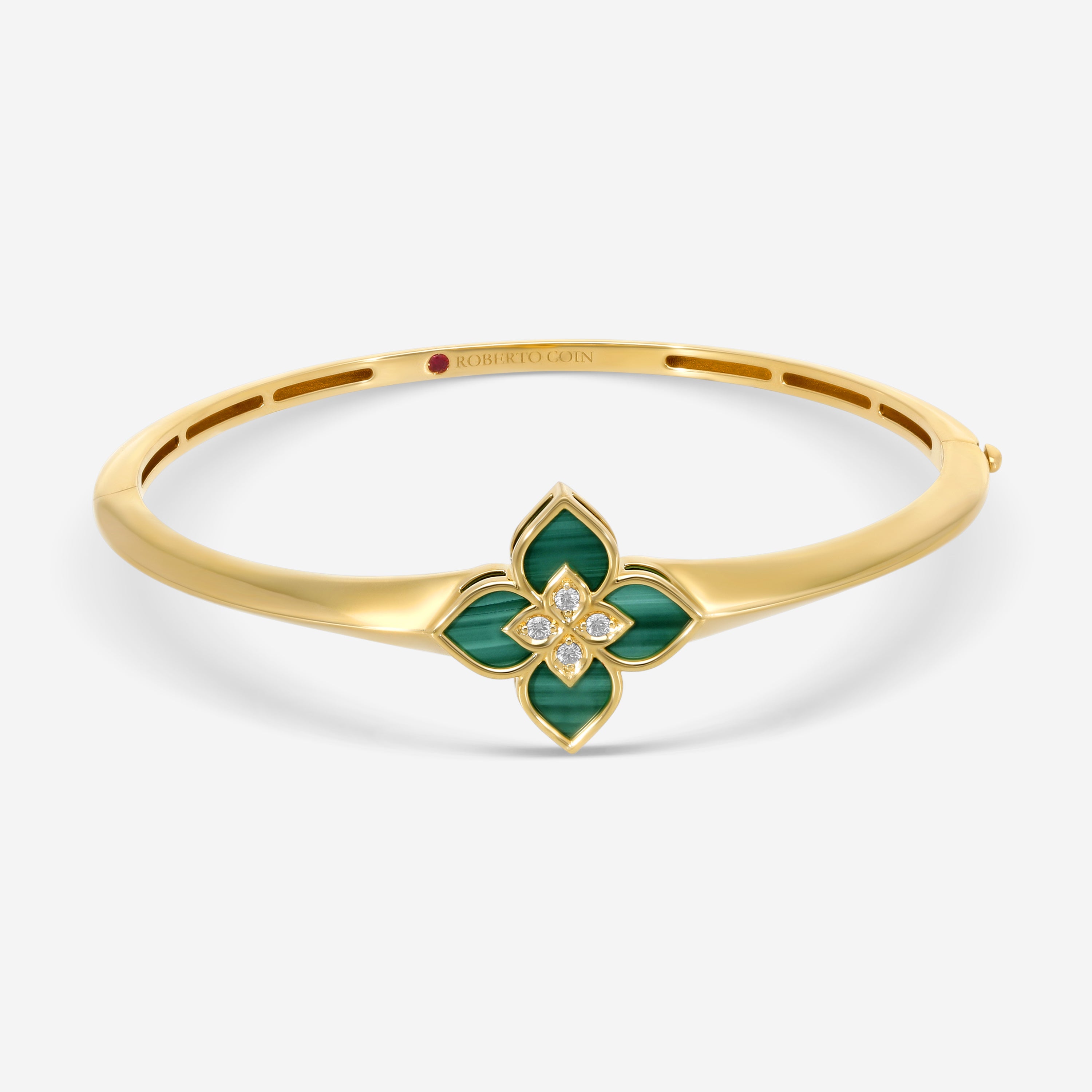 Roberto Coin Venetian Princess 18K Yellow Gold Malachite and Diamond Bangle Bracelet 8883236AYBAXS - THE SOLIST