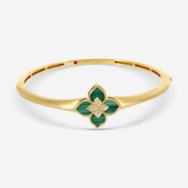 Roberto Coin Venetian Princess 18K Yellow Gold Malachite and Diamond Bangle Bracelet 8883236AYBAXS - THE SOLIST