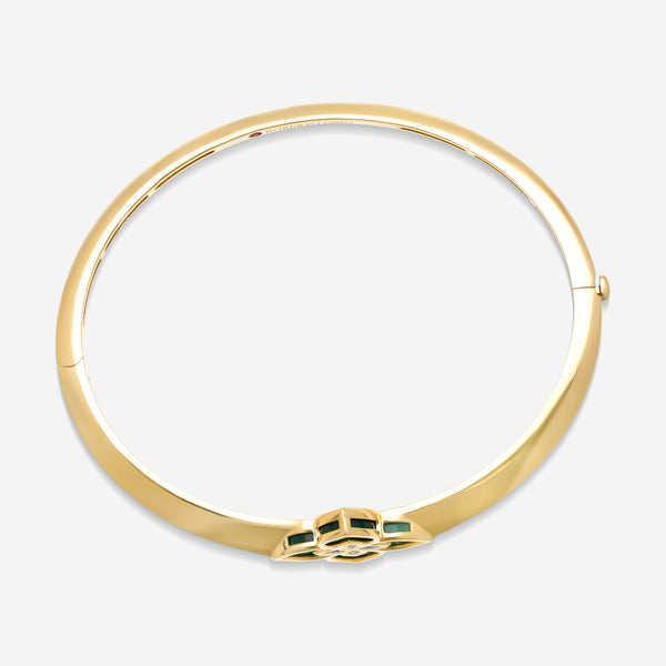 Roberto Coin Venetian Princess 18K Yellow Gold Malachite and Diamond Bangle Bracelet 8883236AYBAXS - THE SOLIST