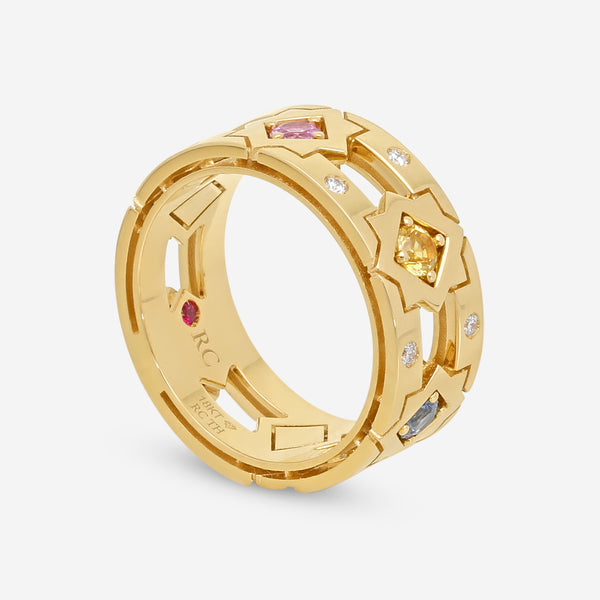 Roberto Coin Navarra 18K Rose Gold Diamond and Multicolor Sapphire Ring Sz. 7.5 8883250AX75X - THE SOLIST