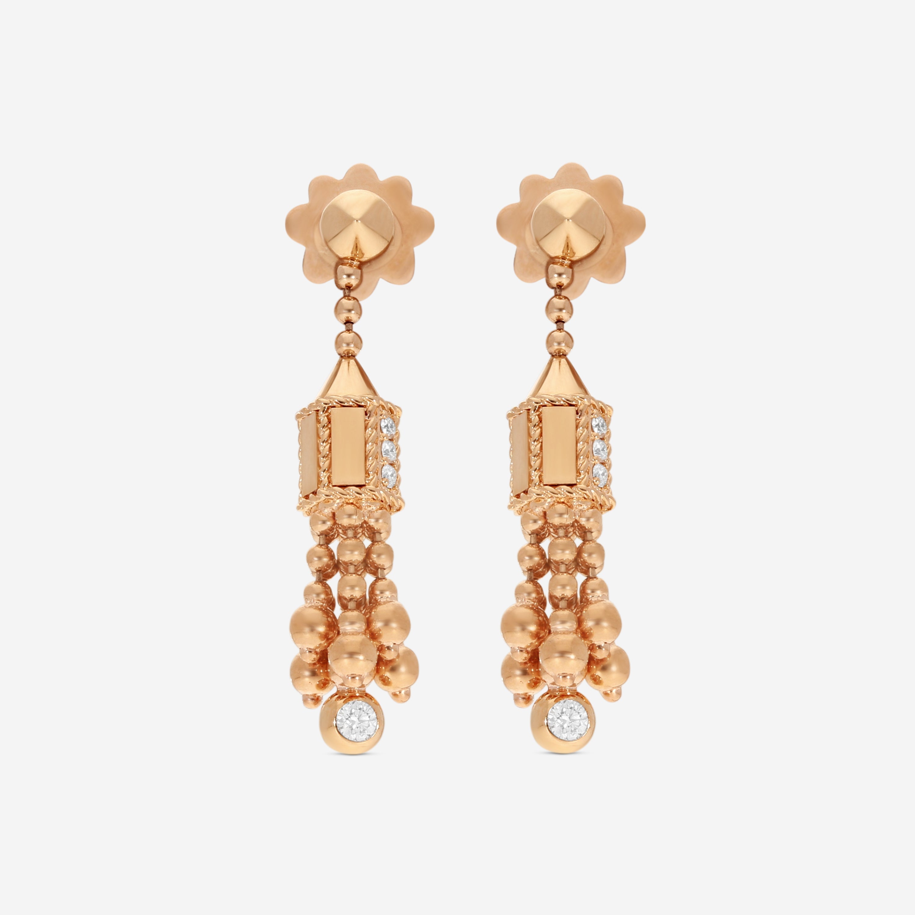 Roberto Coin Art Deco 18K Rose Gold Diamond Tassle Earrings 8883317AXERX
