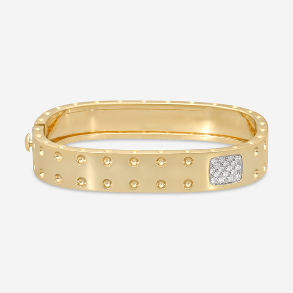 Roberto Coin Pois Moi 18K Yellow & White Gold Diamond 2-Row Square Bangle Bracelet 888536AJBAXS