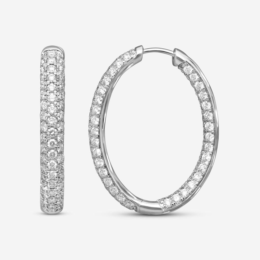 Ina Mar 14K White Gold Diamond Oval Hoop Earrings ER31897-CZ4WG