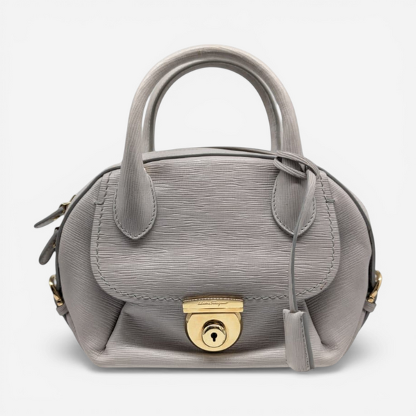 Salvatore Ferragamo Mini Fiamma Grey Leather Handbag 21E881