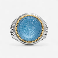 Konstantino Dome Sterling Silver & 18K Yellow Gold Mother of Blue & Blue Spinel Ring Sz. 7 DKJ972-628-S7