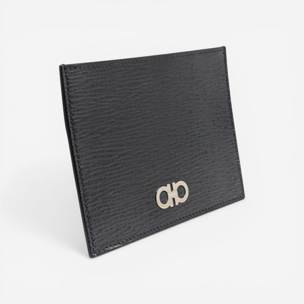 Salvatore Ferragamo Men's 705069 Gancini Black&Blue Credit Card Holder MSRP $295 - THE SOLIST