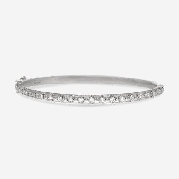 Armenta Sterling Silver, White Diamond Mini Cross Eternity Bangle Bracelet - THE SOLIST