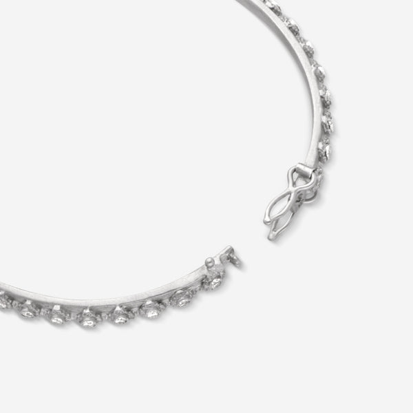 Armenta Sterling Silver, White Diamond Mini Cross Eternity Bangle Bracelet - THE SOLIST