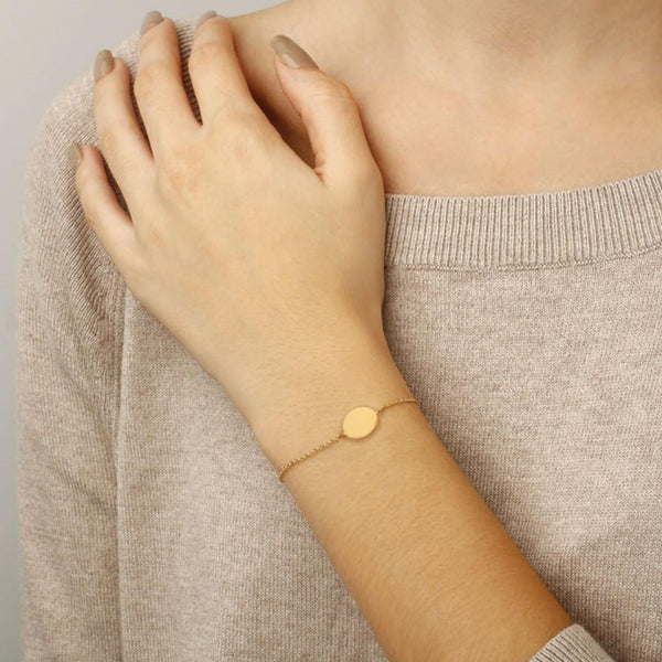14K Yellow Gold 10mm Round Disc Chain Bracelet 9025637.5 - THE SOLIST