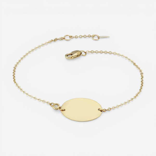 Ina Mar 14K Yellow Gold Diamond Oval Disc Bracelet 9025647.5-D