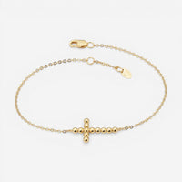 Ina Mar 14K Yellow Gold Beaded Cross Bracelet 9025827.5