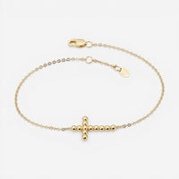 14K Yellow Gold Beaded Cross Chain Bracelet 9025827.5 - THE SOLIST