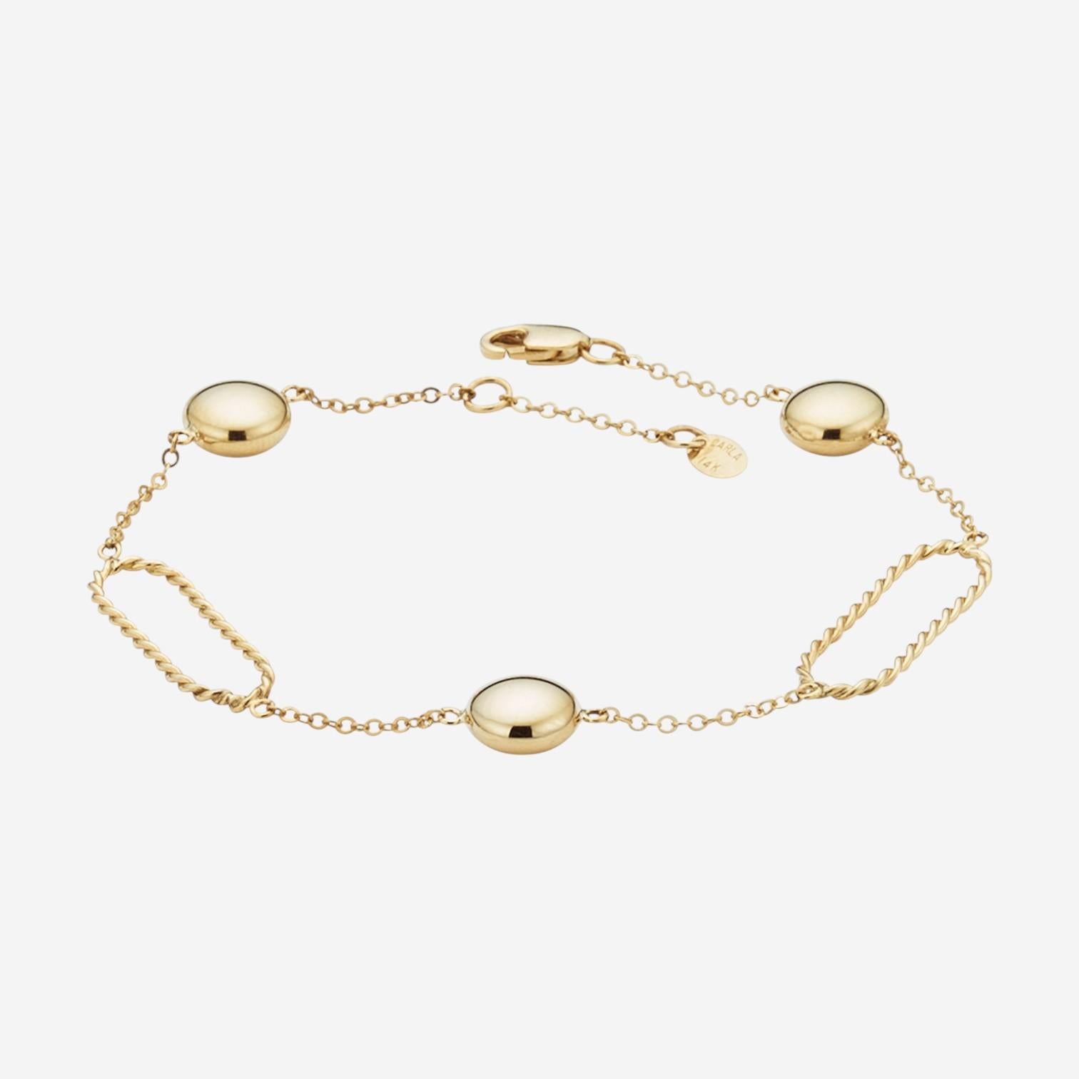 Ina Mar 14K Yellow Gold Oval Twist Beads Chain Bracelet 9025847.5