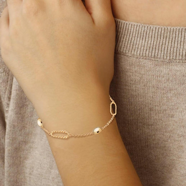 Ina Mar 14K Yellow Gold Oval Twist Beads Chain Bracelet 9025847.5