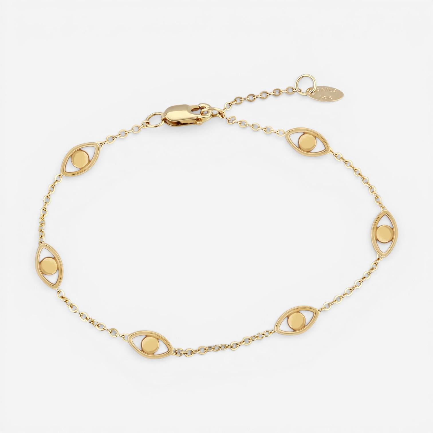 Ina Mar 14K Yellow Gold Multi Evil Eye Chain Bracelet 9025927.5