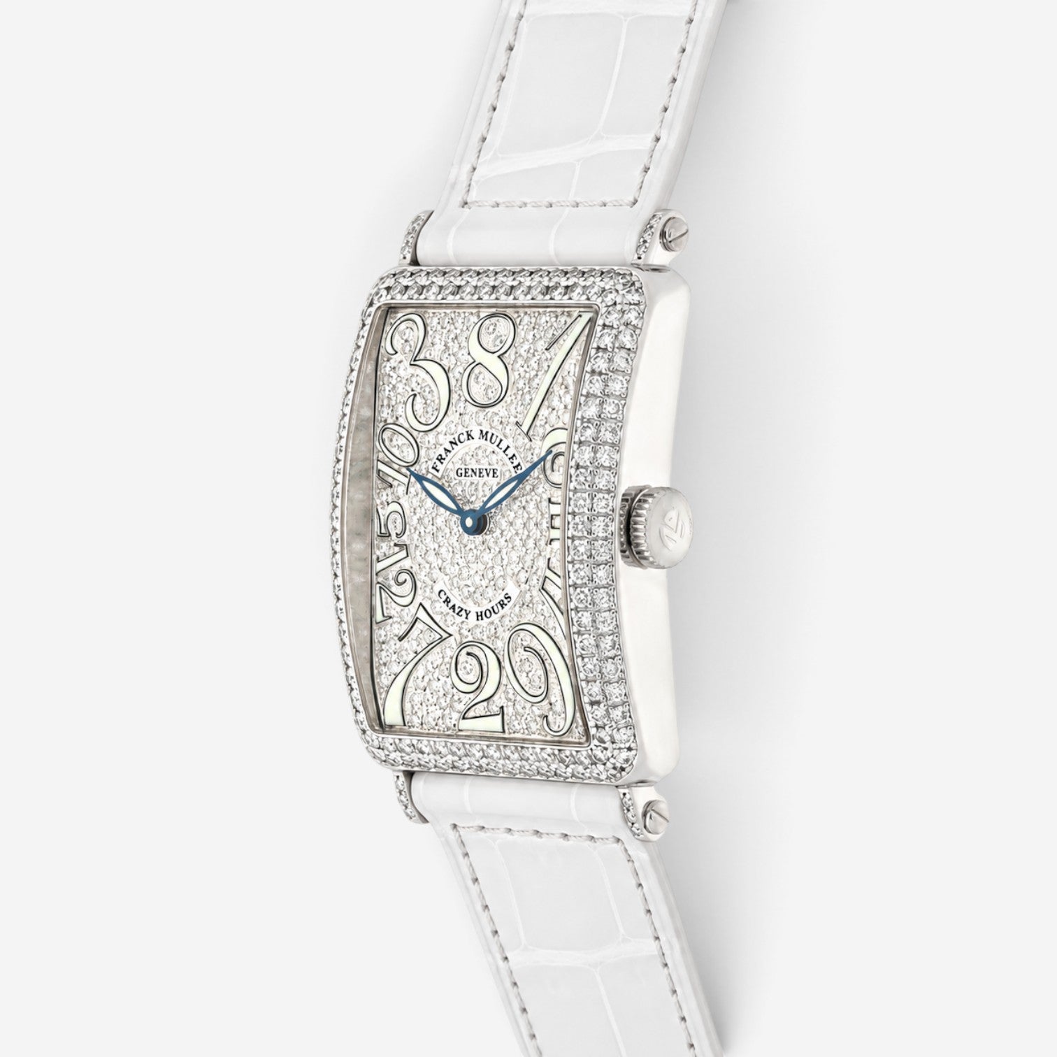 Franck Muller Long Island Crazy Hours 18K White Gold Diamond Automatic Unisex Watch 1200CHDCD