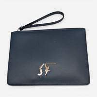 Salvatore Ferragamo Firenze Men's 723805 Blue Clutch MSRP $850 - THE SOLIST