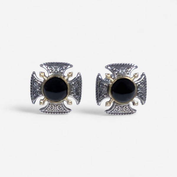 Konstantino Sterling Silver & 18K Yellow Gold Onyx Cufflinks MAMK92-120-CAB