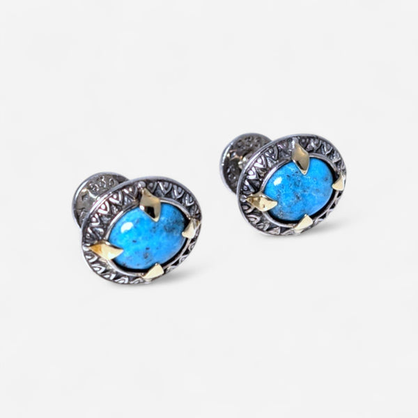Konstantino Sterling Silver & 18K Yellow Gold Turquoise Cufflinks MAKJ92-130-137