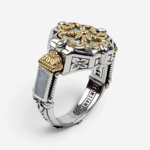 Konstantino Hestia Sterling Silver 18k Yellow Gold & MOP Ring Sz. 7 DMK2117-117-S7 - THE SOLIST