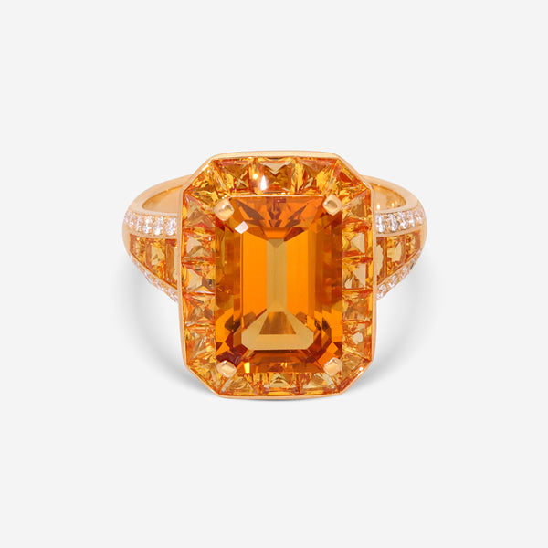 Roberto Coin 18K Yellow Gold Diamond Citrine & Sapphire Art Deco Ring 3780119AY65X - THE SOLIST