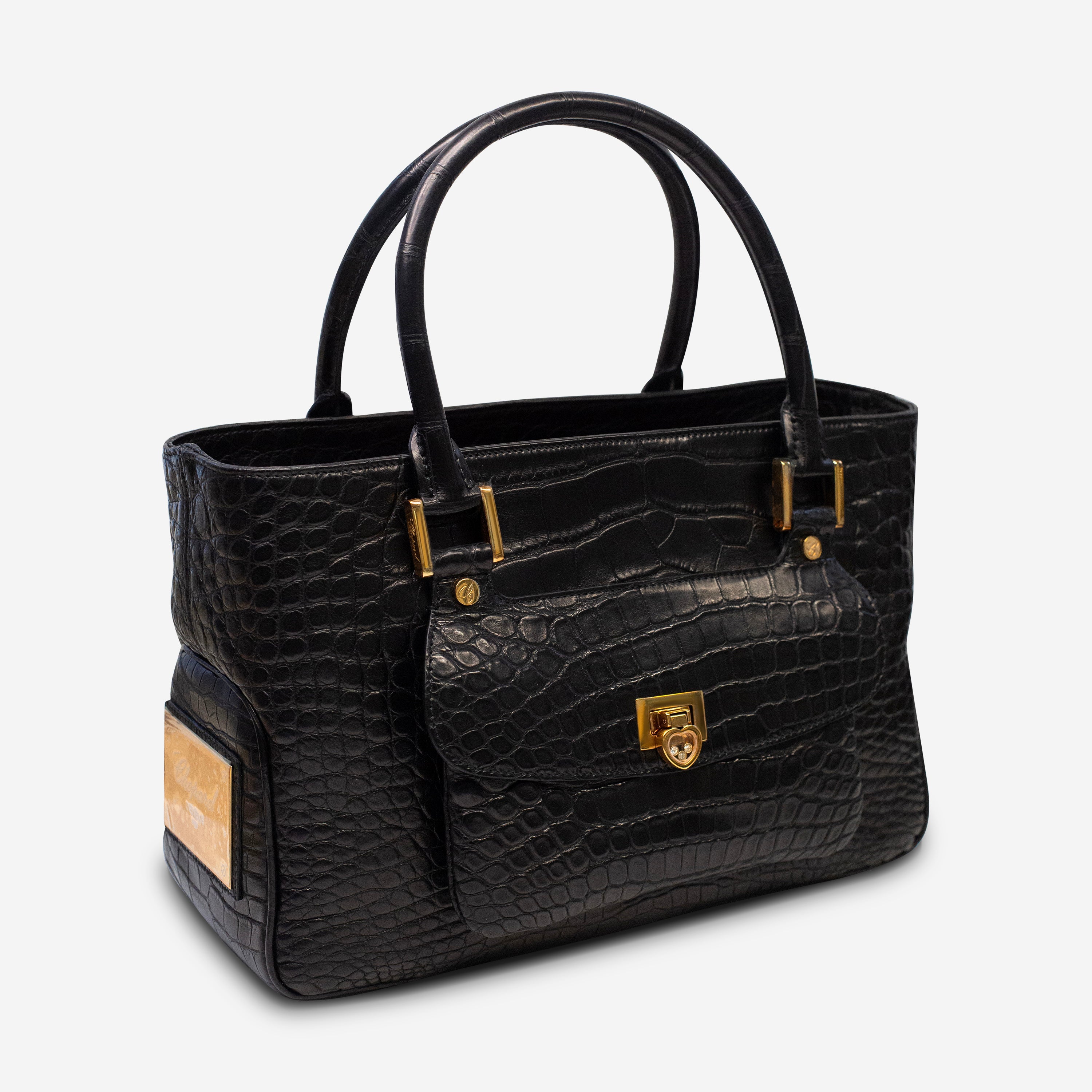 Chopard Riviera Matte Black Alligator Leather Handbag 95000-0178