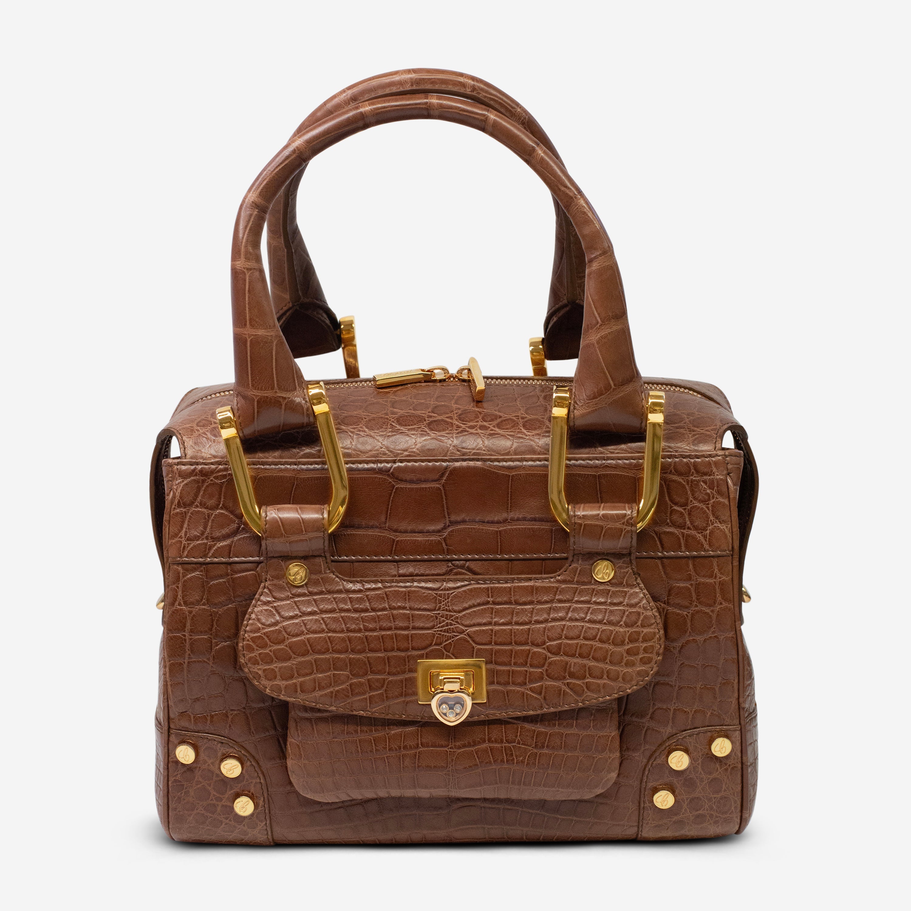 Chopard Caroline Mini Matte Brown Alligator Leather Handbag 95000-0193