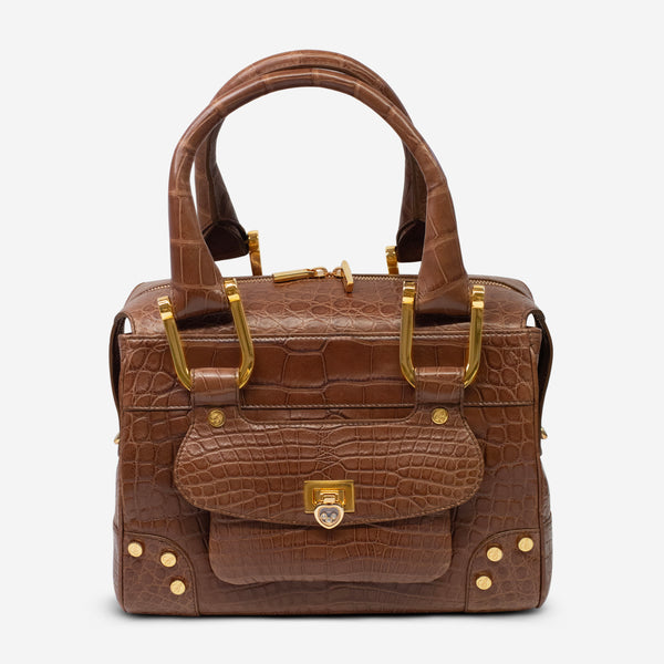 Chopard Caroline Mini Matte Brown Alligator Leather Handbag 95000-0193 - THE SOLIST